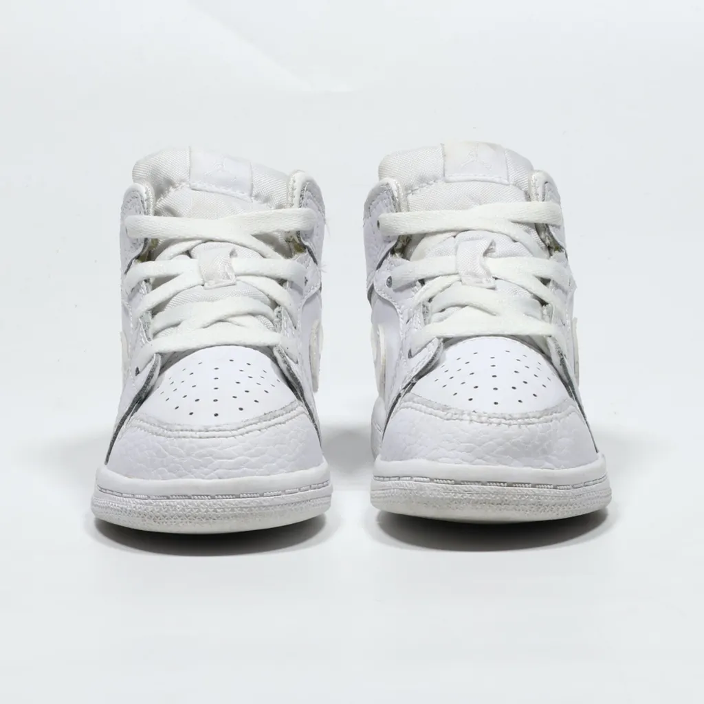 Air Jordan 1 Mid Sneakers Leather White Color For Kids