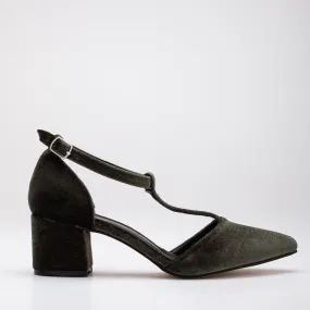 Anicette - Olive Green Velvet Heels