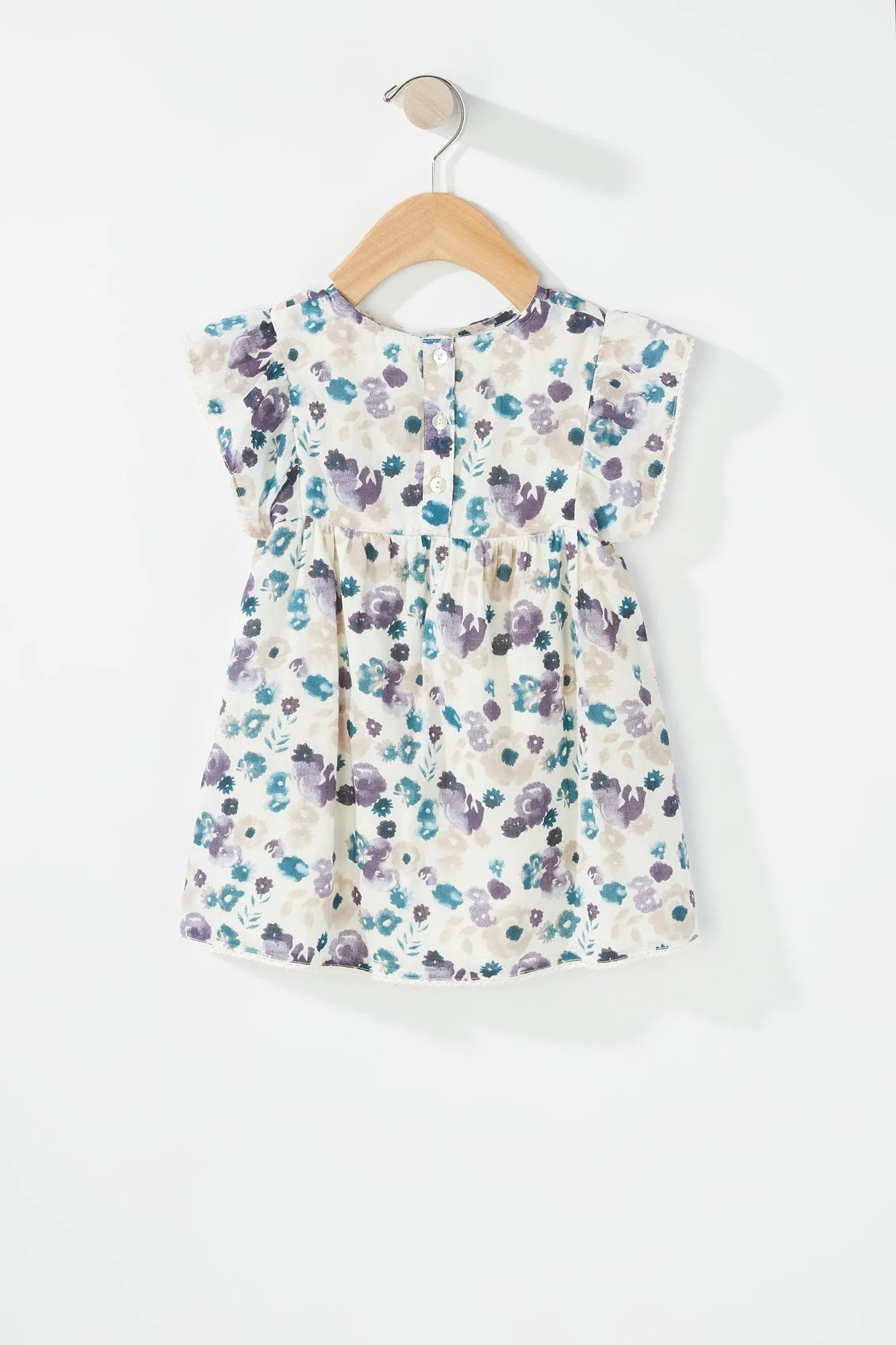 Baby Girl Floral Crochet Pleated Dress