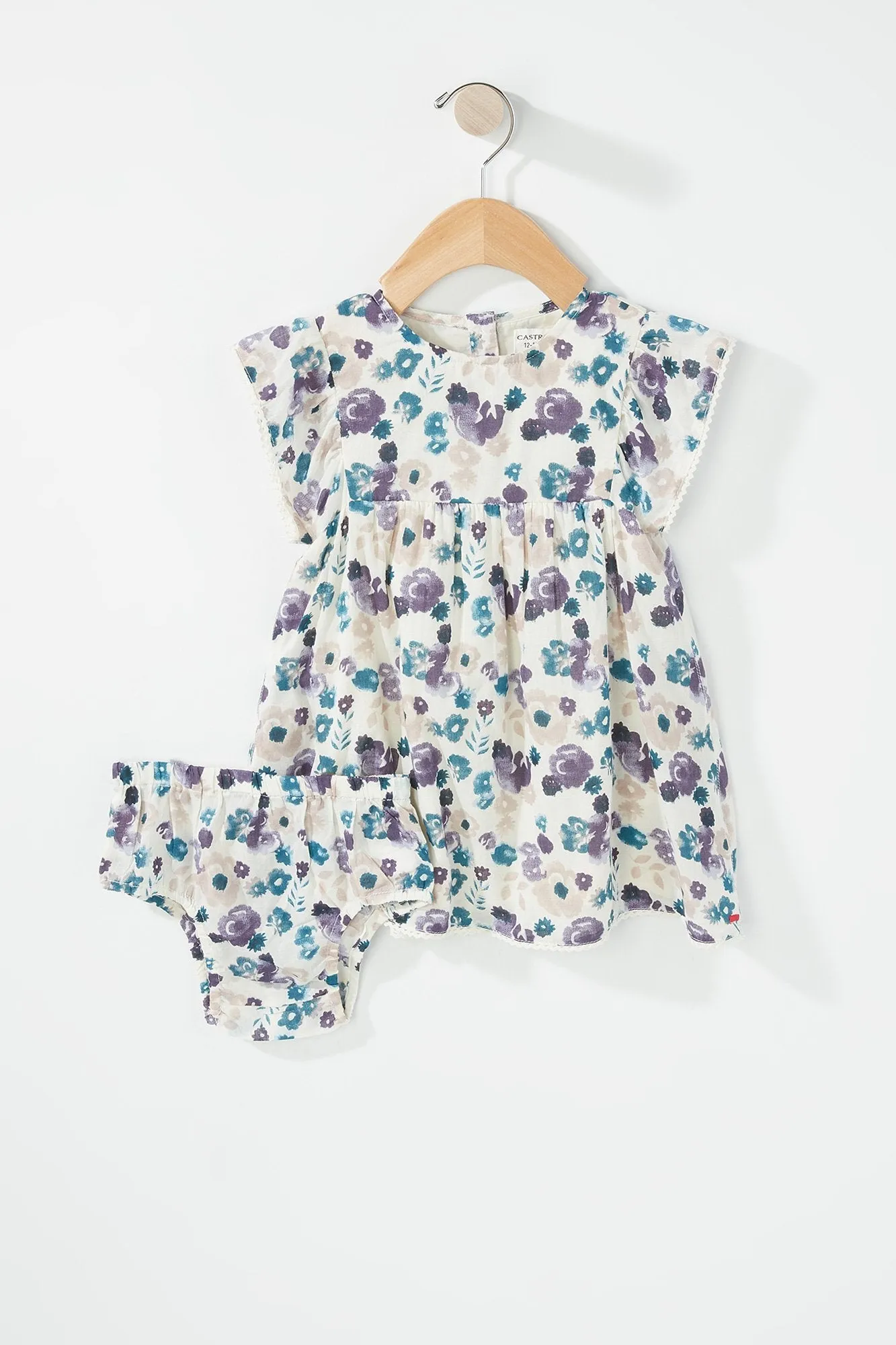 Baby Girl Floral Crochet Pleated Dress