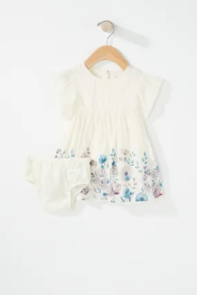 Baby Girl Floral Crochet Pleated Dress