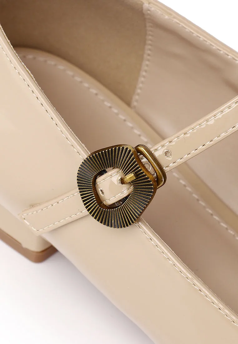 Callie Square Toe Mary Janes (Nude)