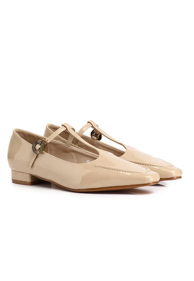 Callie Square Toe Mary Janes (Nude)