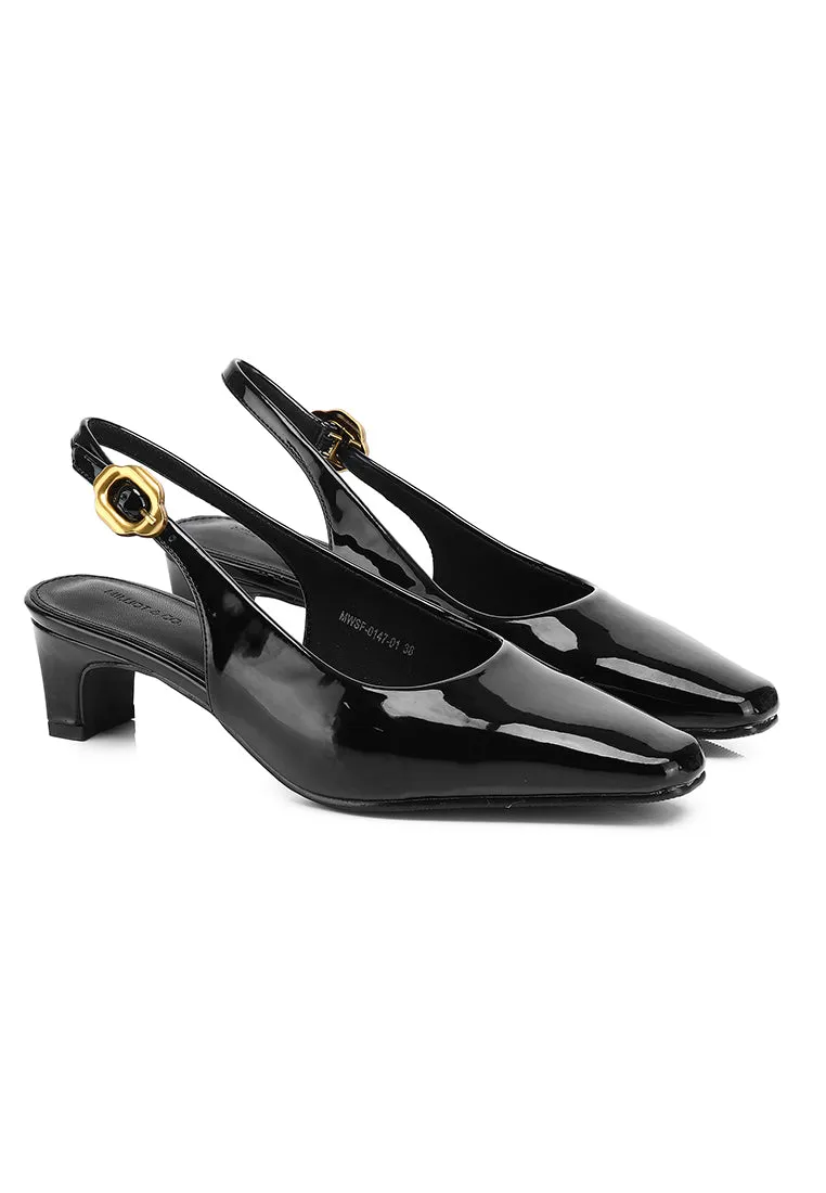 Carmen Square Toe Pumps Heels (Black)