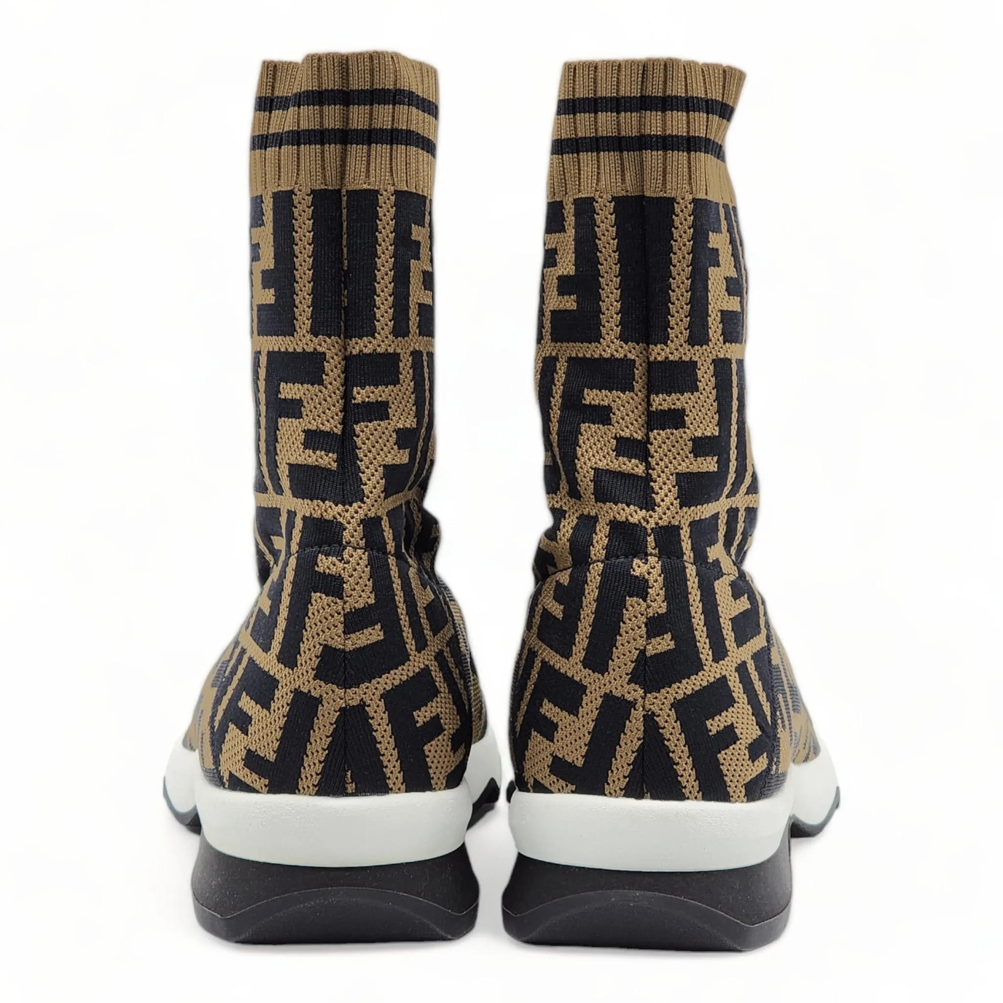 Fendi FF Openwork Sock Sneakers - Fabric - Brown - 35