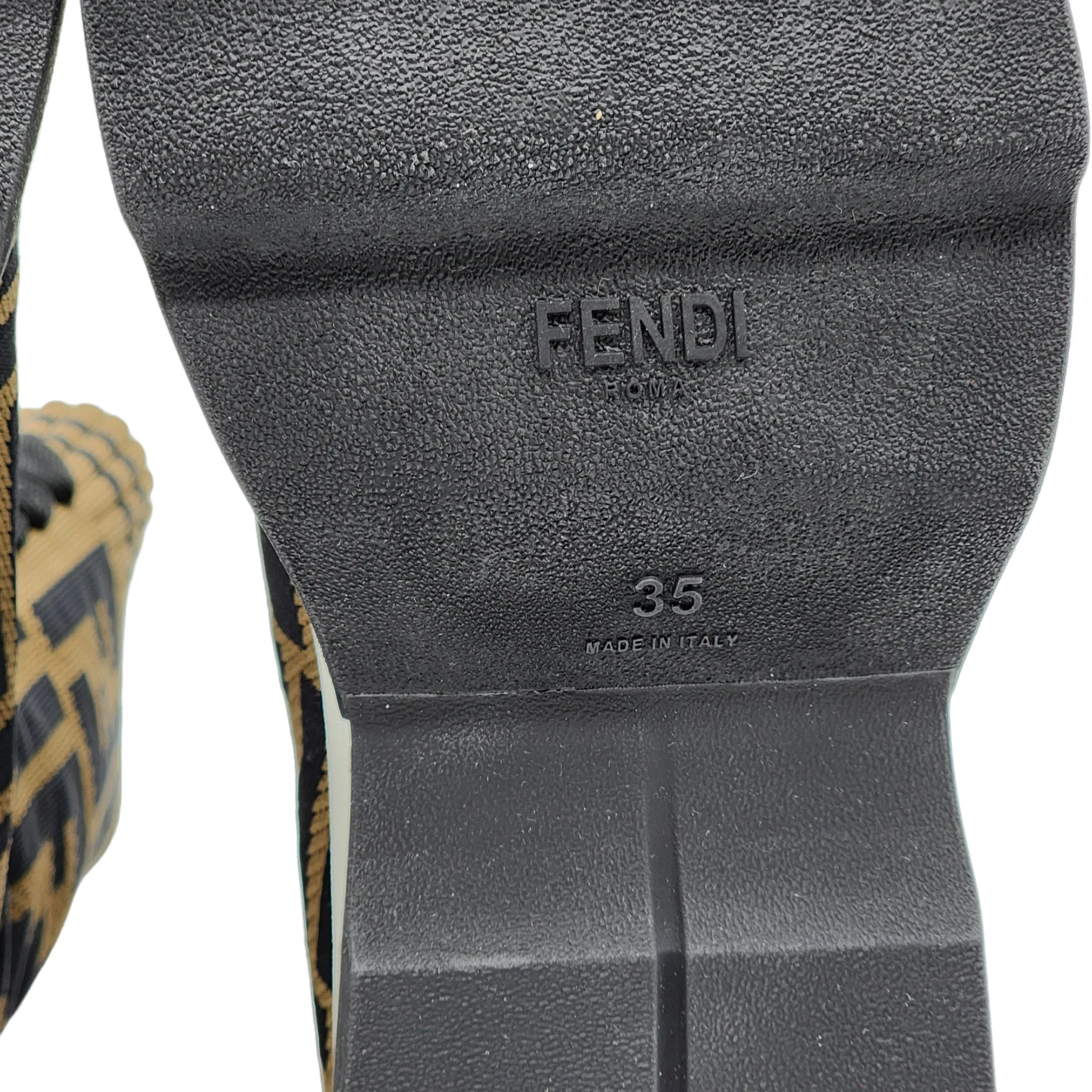 Fendi FF Openwork Sock Sneakers - Fabric - Brown - 35