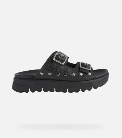 Geox Xand-A Black double buckle sandal