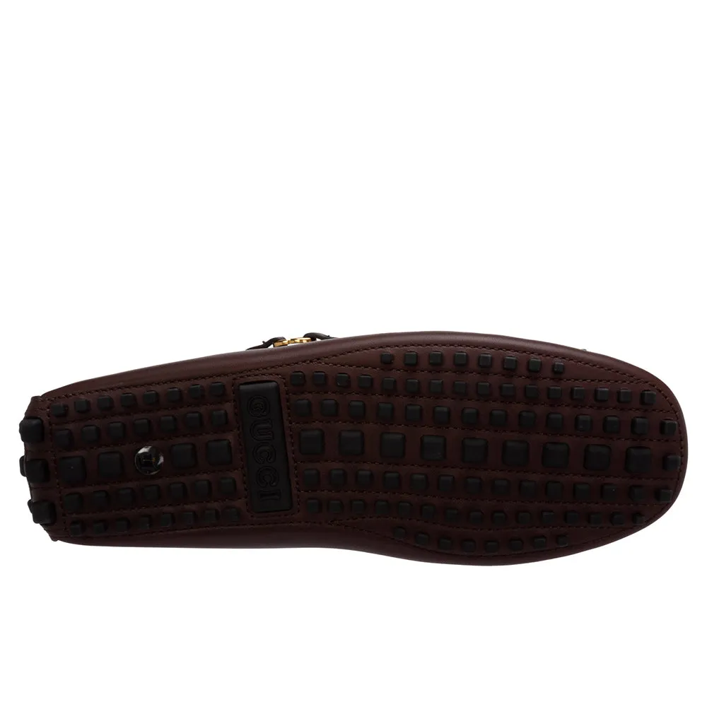 Gucci Men's Interlocking GG Fringe Leather Loafer Mocassin Brown