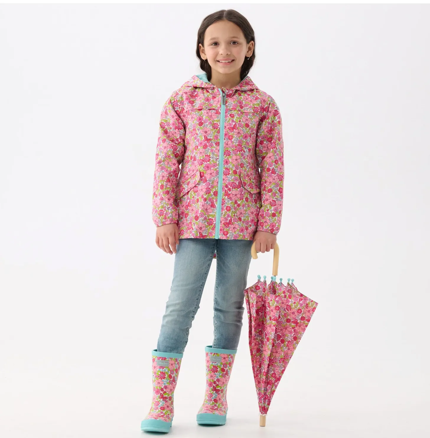 Hatley Kids - Girls Groovy Flowers Matte Rain Boots