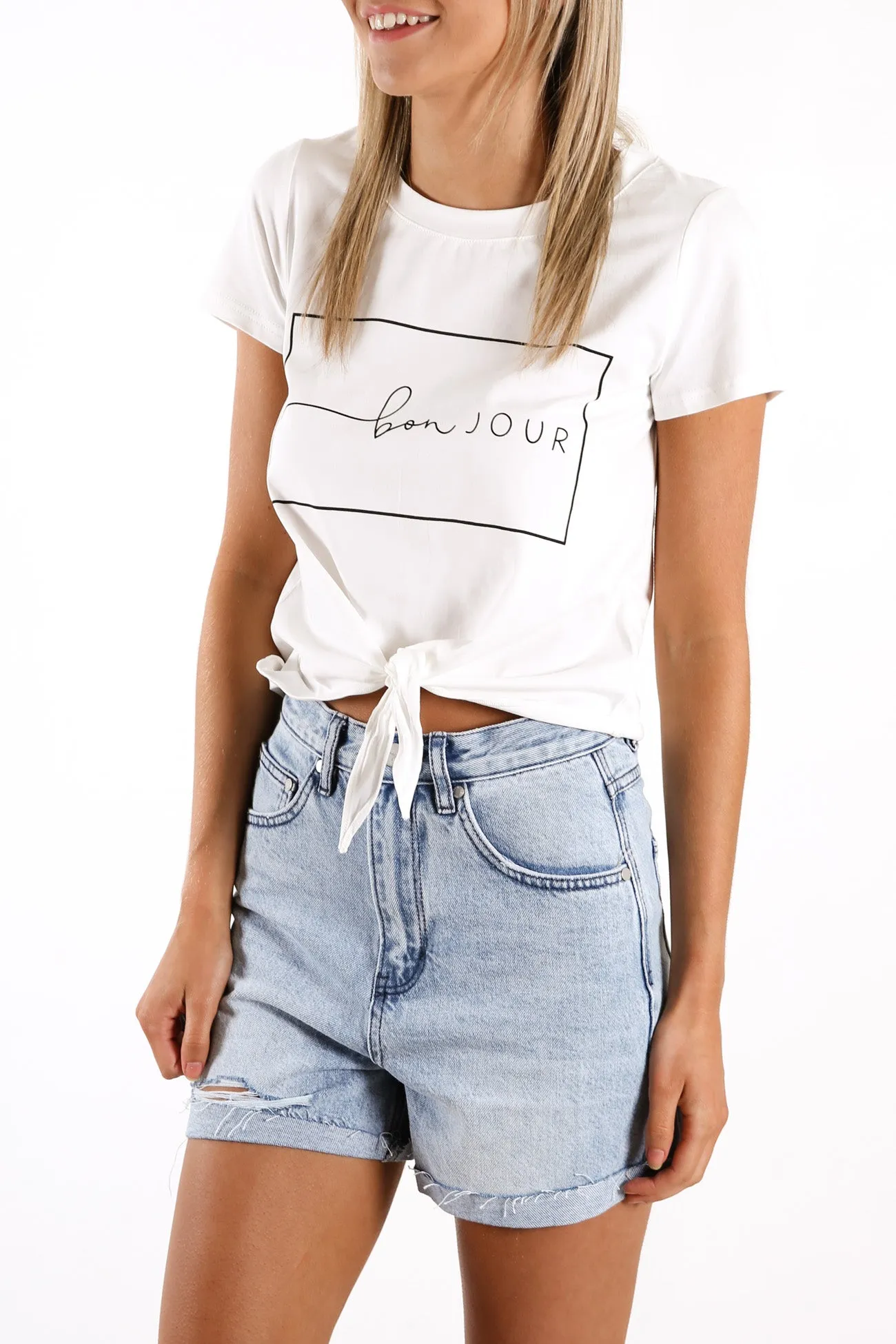 Hello Tie Tee White