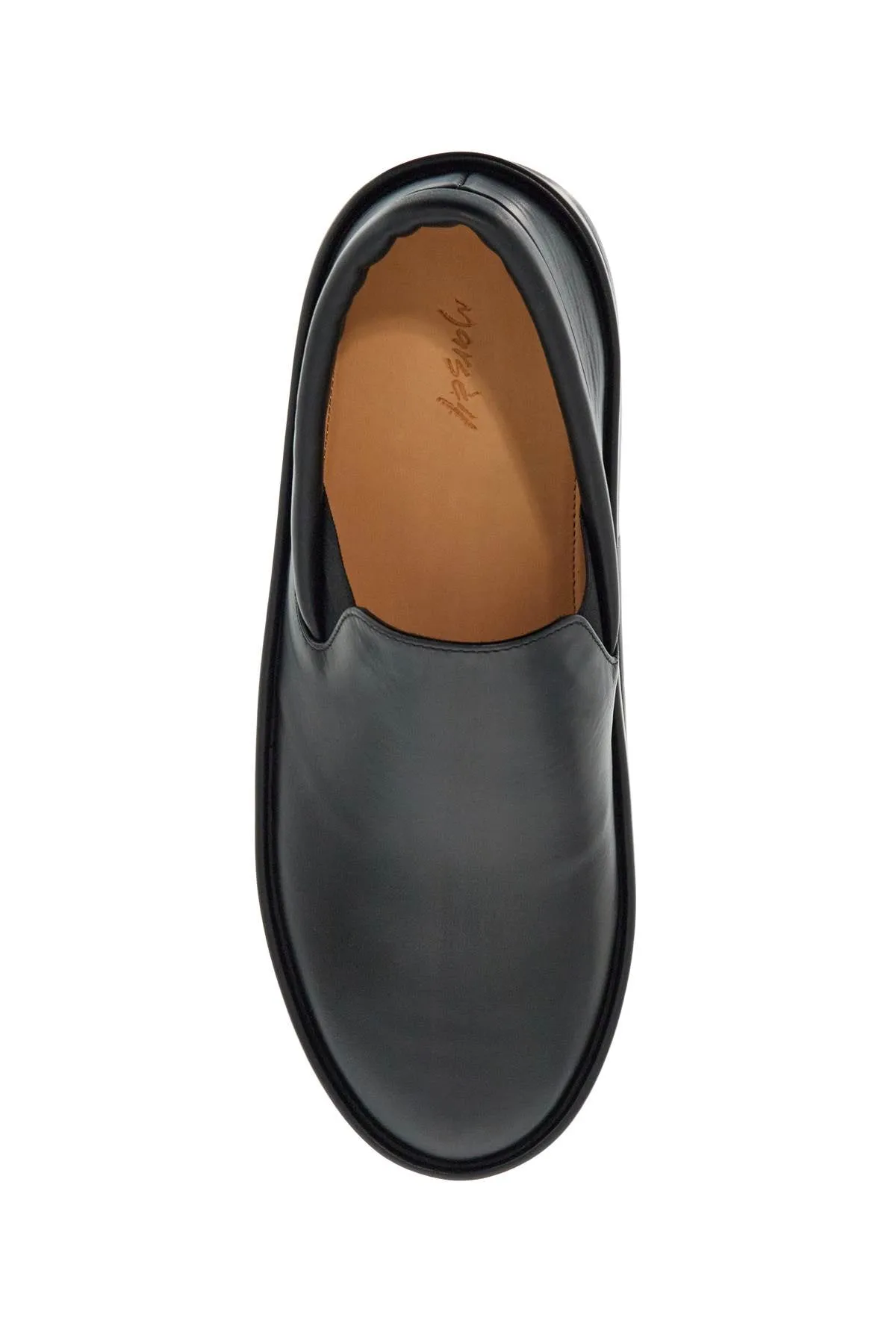 minimalist black calfskin slip-on slippers with rubber sole MM4501 P011 NERO