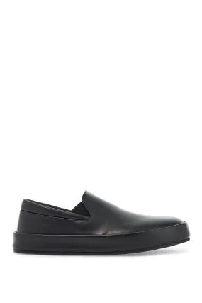 minimalist black calfskin slip-on slippers with rubber sole MM4501 P011 NERO