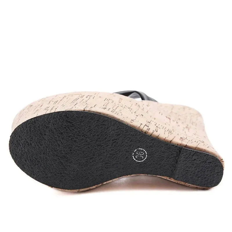 Peep Pinch Toe Super High Heel Wedge Sandals
