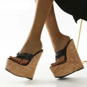 Peep Pinch Toe Super High Heel Wedge Sandals