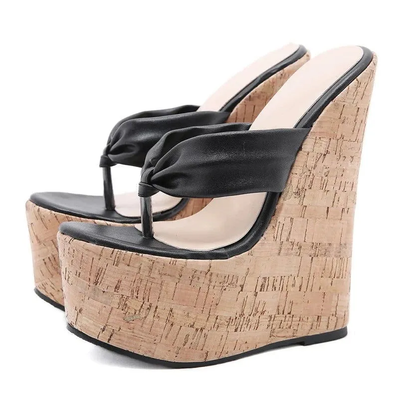 Peep Pinch Toe Super High Heel Wedge Sandals