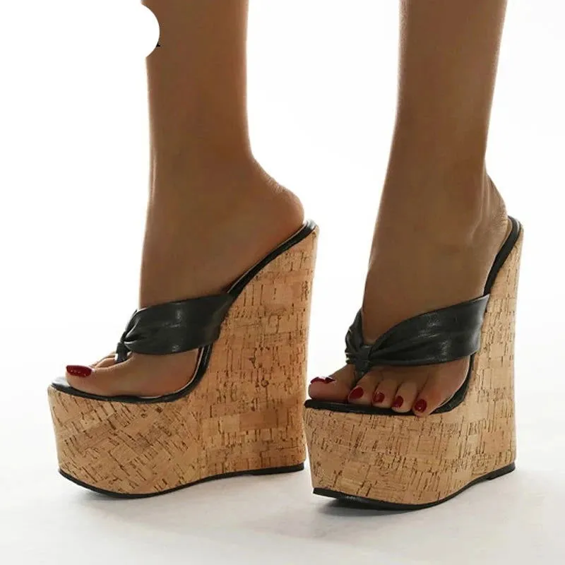 Peep Pinch Toe Super High Heel Wedge Sandals