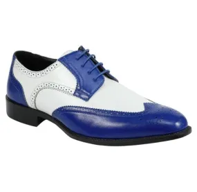 Royal Blue Two-Tone Wingtip Men's Lace-Up Dress Shoes Style No-ELWYN