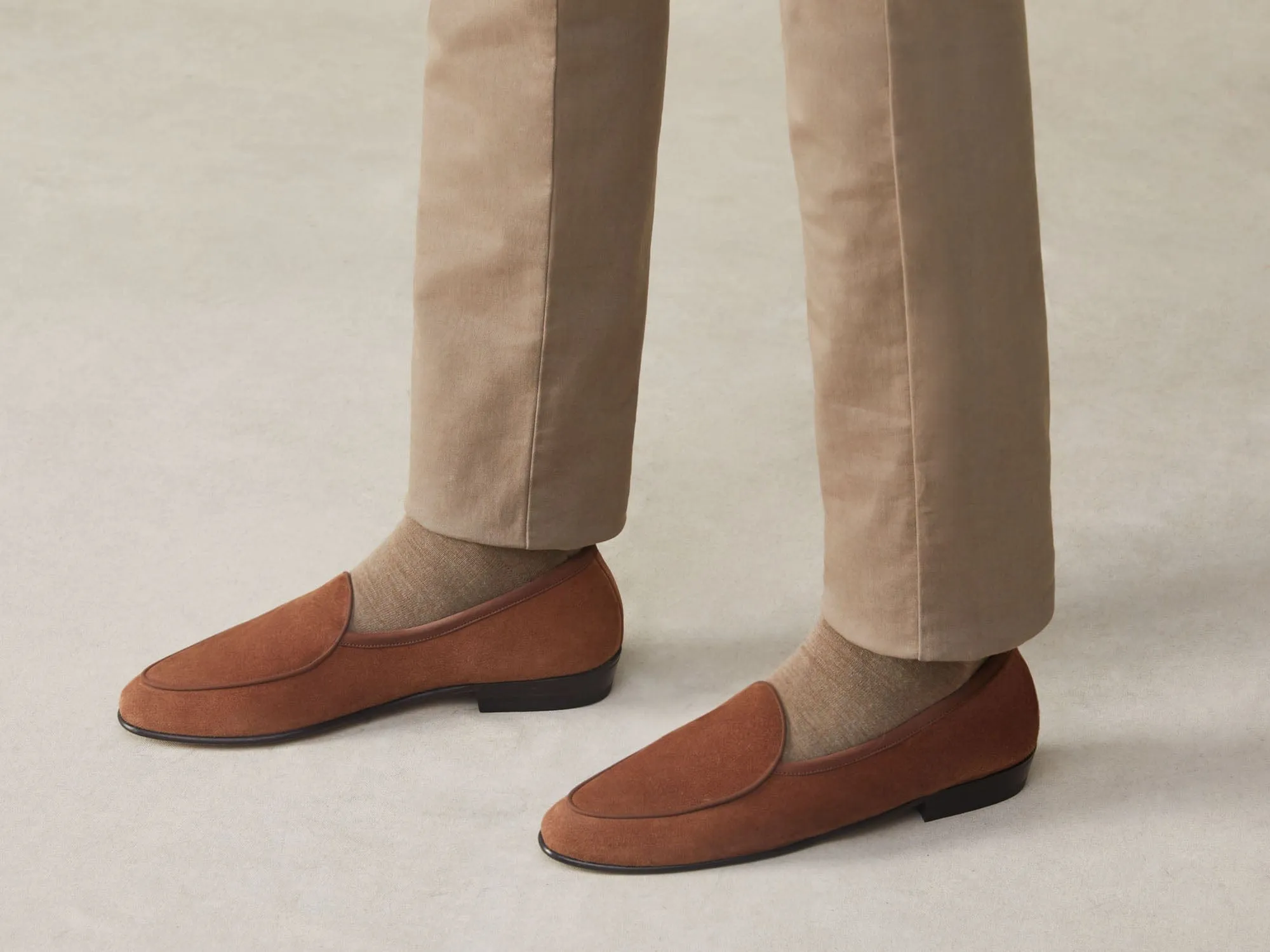 Sagan Classic Loafers in Moyen Brown Asteria Suede with Leather Sole