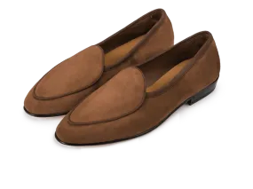 Sagan Classic Loafers in Moyen Brown Asteria Suede with Leather Sole