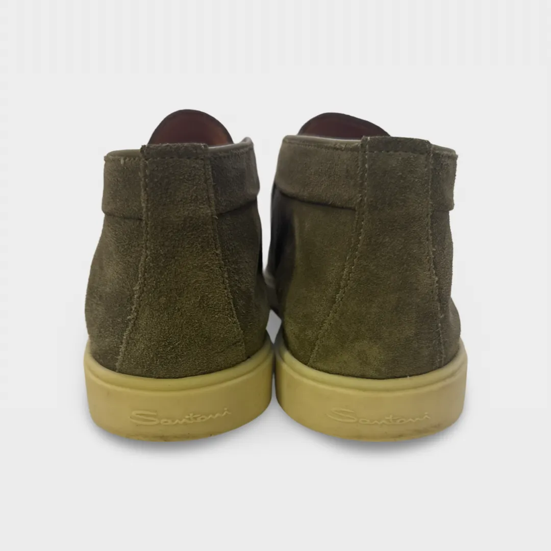 Santoni Women's Olive Green suede desert boots
