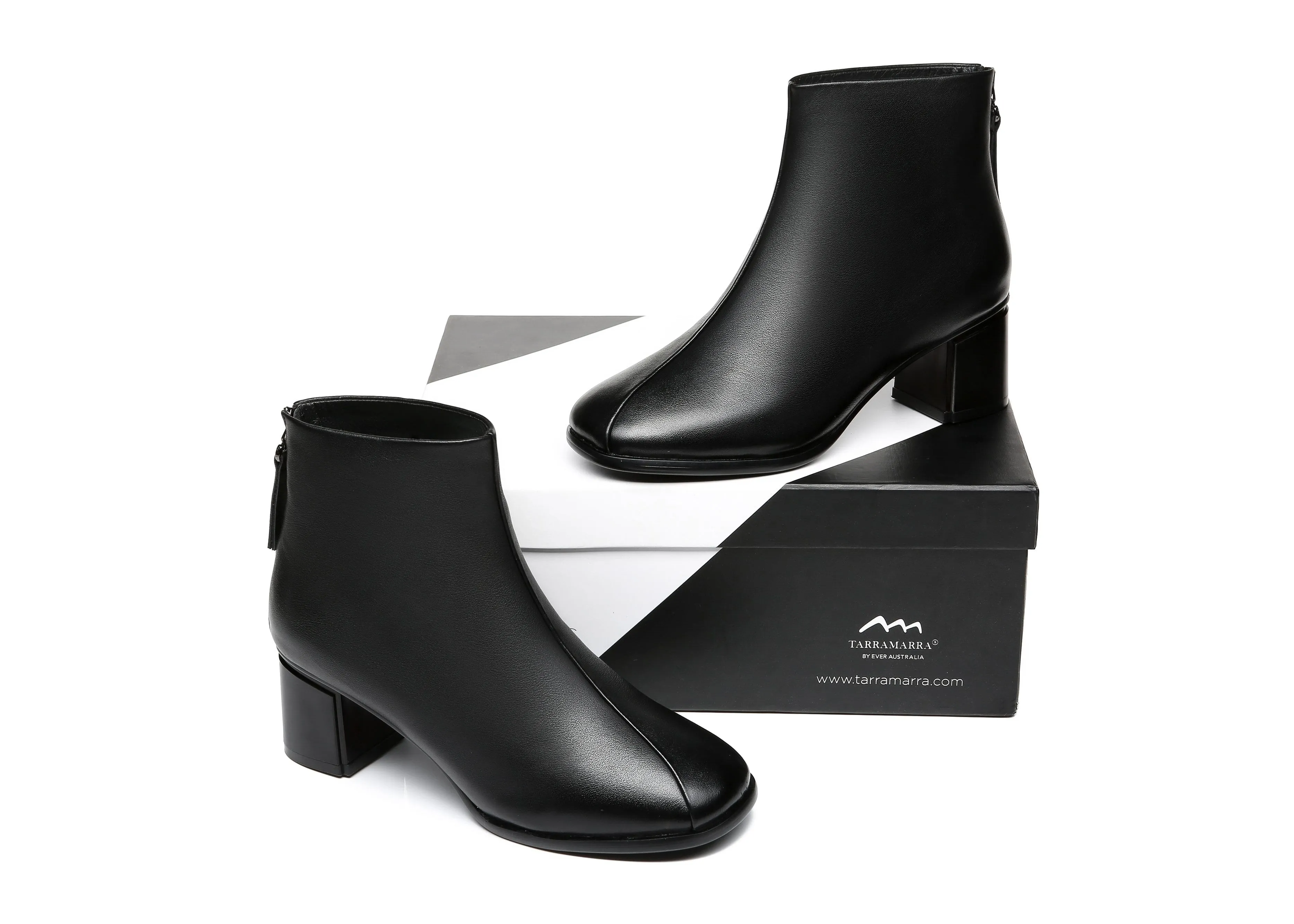 TARRAMARRA® Romina Women Black Leather Ankle Boots