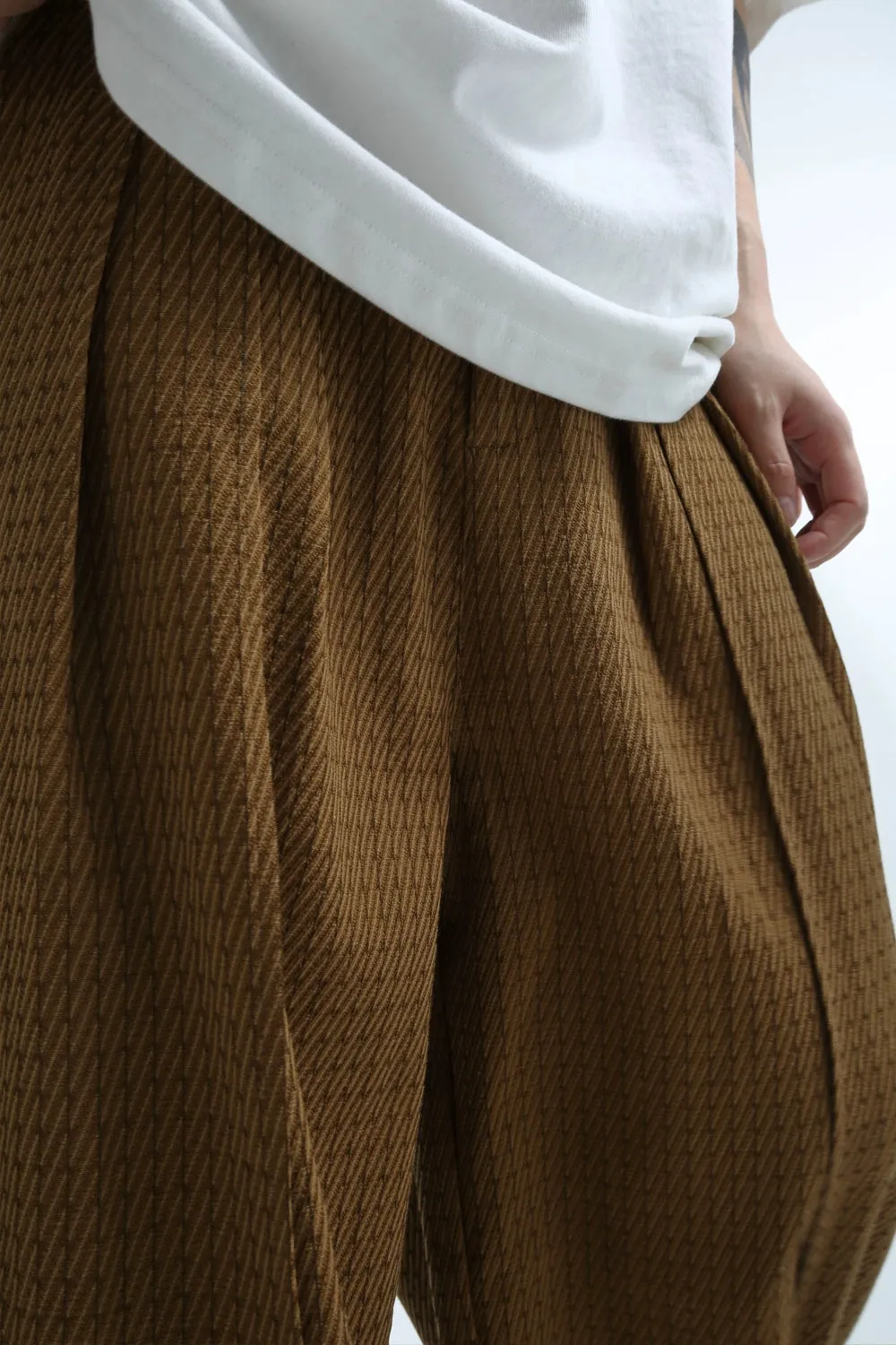 Texture-Print Wide-Leg Pleated Pants