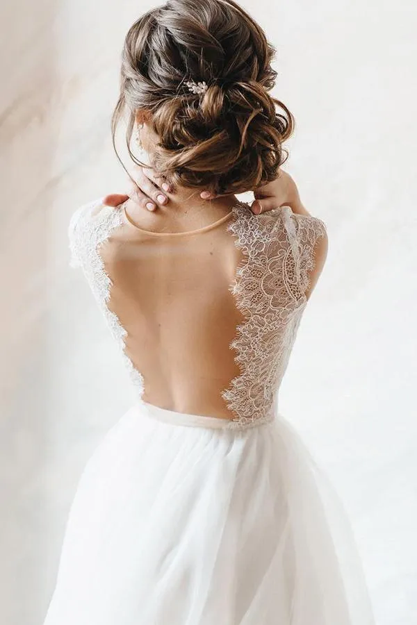 Tulle wedding dress Simple wedding dress Romantic Open back Bridal Gown TN216
