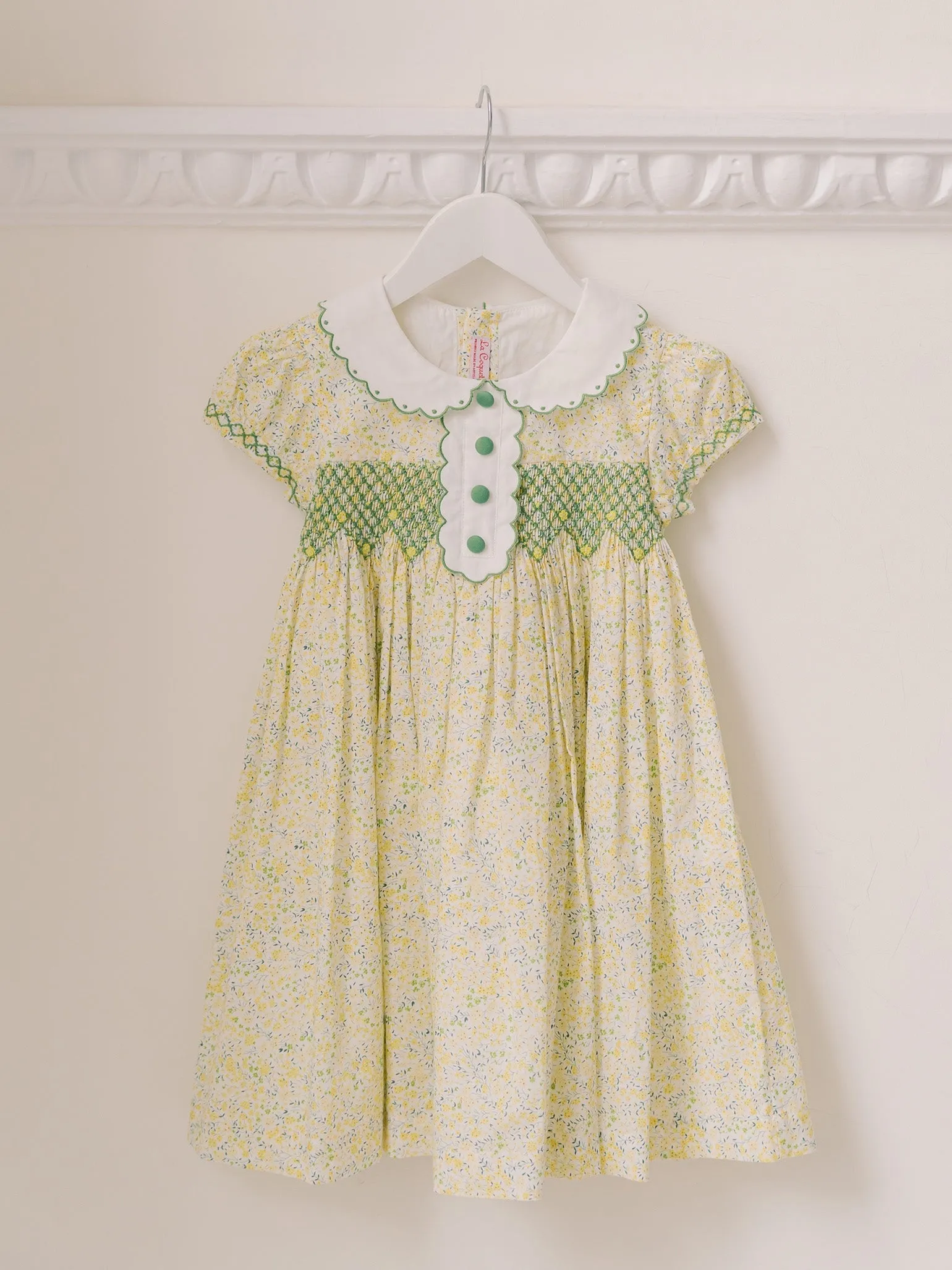 Yellow Floral Coco Girl Hand-Smocked Dress