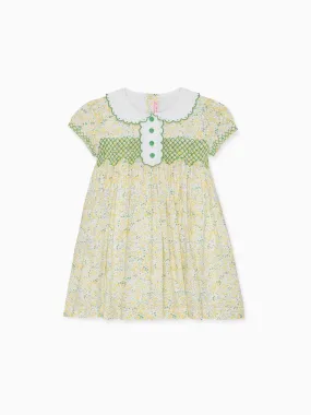 Yellow Floral Coco Girl Hand-Smocked Dress