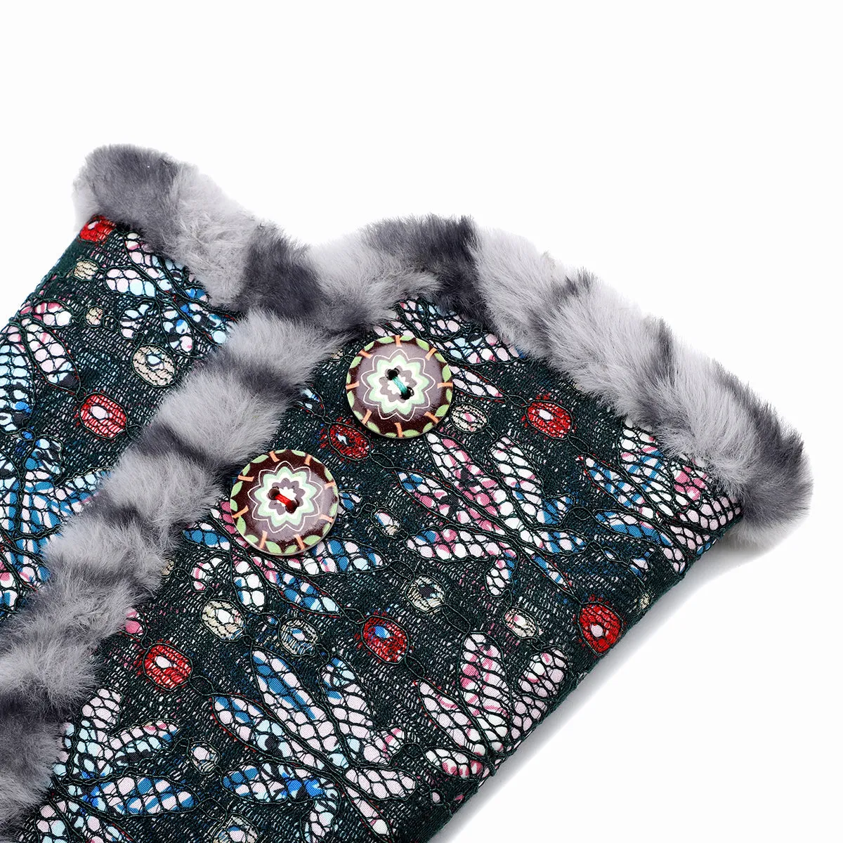 Zalor Vintage Faux Fur Collar Knee High Boots